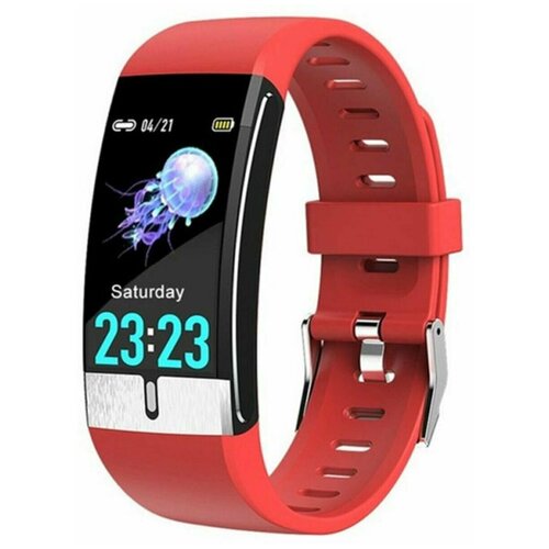 Часы Elband E66 c измерением давления и пульса с красным ремешком силикон Черный 230000₽