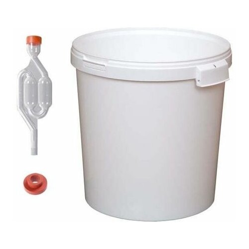 Емкость (бак, ведро) для брожения 32,9 л, с гидрозатвором (без отверстия под гидрозатвор)