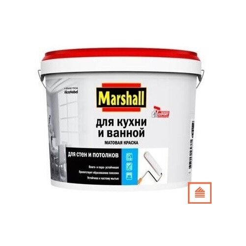 Краска акриловая Marshall для кухни и ванной матовая белый 2.5 л 3.5 кг краска водно дисперсионная интерьерная newtone interio латексная база с 4 5 л