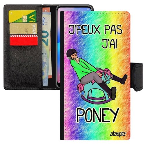фото Красивый чехол-книжка для телефона // xiaomi mi 8 // "не могу - у меня пони!" юмор карикатура, utaupia, цветной