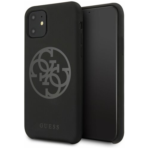 Чехол Guess для iPhone 11 Silicone collection 4G logo Hard Black