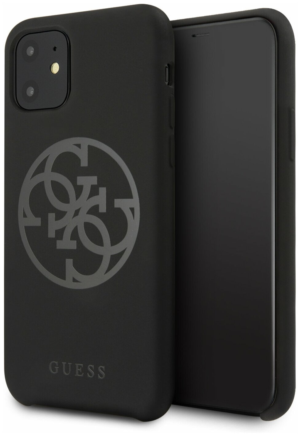 Чехол Guess для iPhone 11 Silicone collection 4G logo Hard Black