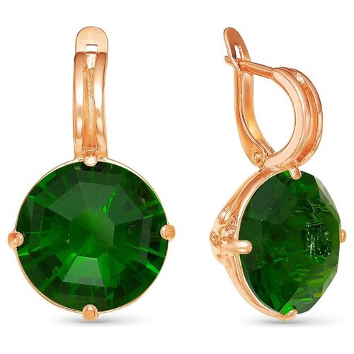 Сережки бижутерия круглое зеленое стекло Красная Пресня А3361660Из
