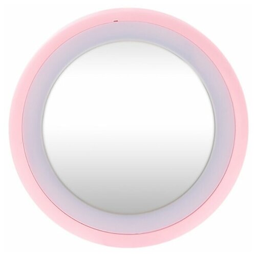 фото Зеркало с подсветкой, цвет розовый, 9х9х1,5 см venusshape