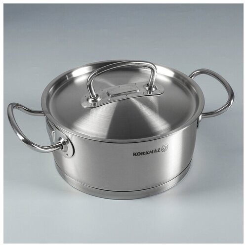 Korkmaz Кастрюля из нержавеющей стали Доляна «Гиперион», 2,9 л, с крышкой, силиконовыми ручками