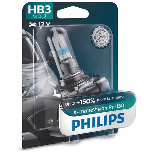 Лампа галогенная HB3 12В- 60W (P20d)) X-treme Vision Pro150 блистер (1шт) (Philips)