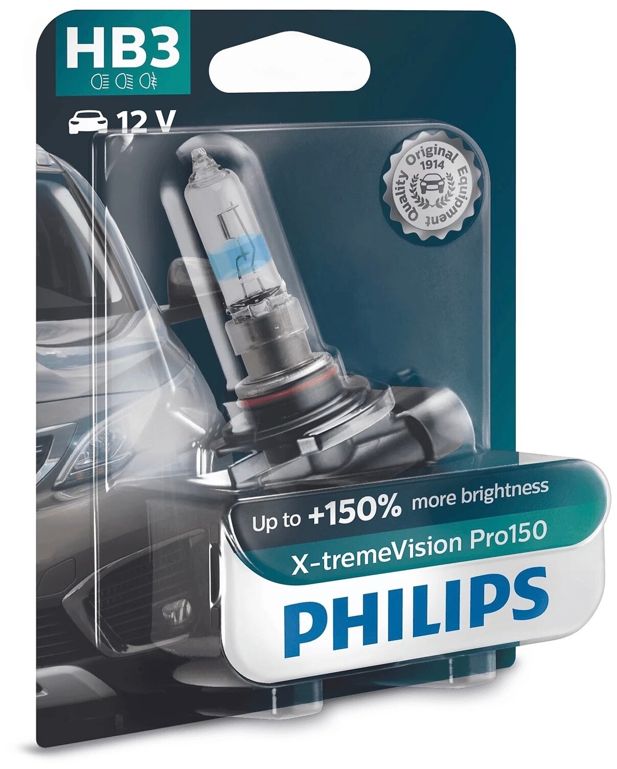 Лампа автомобильная галогенная Philips X-treme Vision Pro150 HB3 9005XVPB1 H7 12V 60W P20d