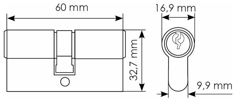 Цилиндр ключевой MORELLI 60C PC, ключ-ключ, хром - фото №2