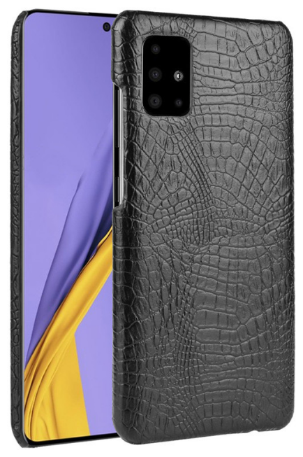 Чехол панель бампер MyPads для Samsung Galaxy A51 SM-A515F (2020) элегантный тонкий на пластиковой основе с дизайном под кожу крокодила черный