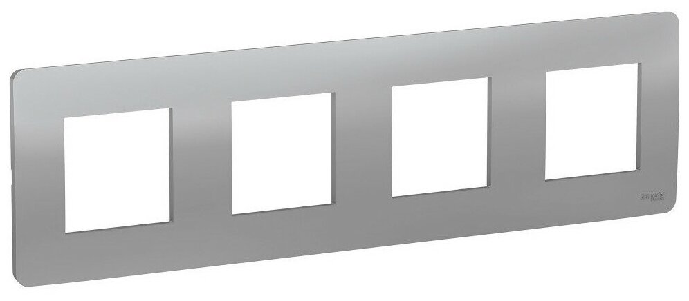 фото Рамка Schneider Electric NEW STUDIO NU200830 четырехместная универсальная алюминий