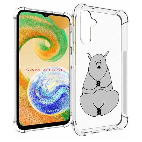 Чехол MyPads Серый медведь для Samsung Galaxy A14 4G/ 5G задняя-панель-накладка-бампер