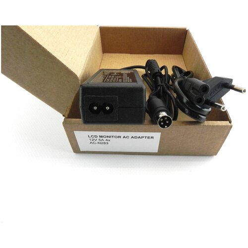 Адаптер питания для монитора 60W 12V 5A 4x pin горизонтальный с кабелем питания адаптер питания для монитора lg 60w 24v 2 5a 5 5 2 5 с кабелем питания