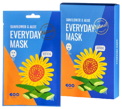 Dearboo Успокаивающая маска с маслом подсолнуха и экстрактом алоэ Sunflower & Aloe Everyday Mask Dearboo, 27 gr