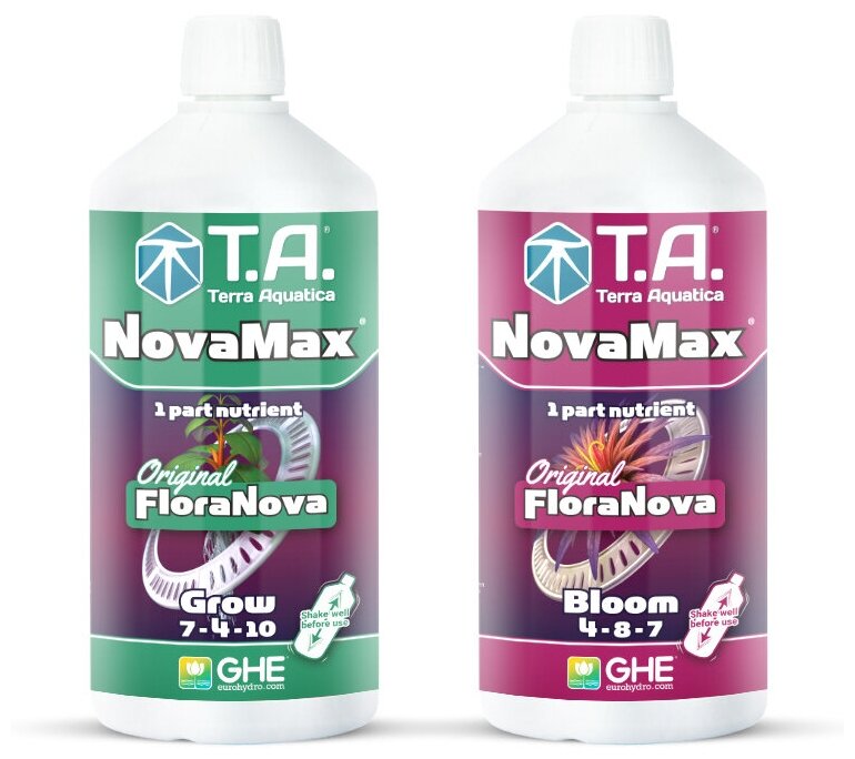 Комплект минеральных удобрений Terra aquatica FloraNova (NovaMax Grow)+ (NovaMax Bloom) 2шт * 1л