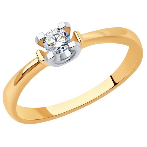 Кольцо SOKOLOV, комбинированное золото, 585 проба, бриллиант, размер 17.5 эстет кольцо с 1 бриллиантом из комбинированного золота 750 пробы 01о680056 размер 19