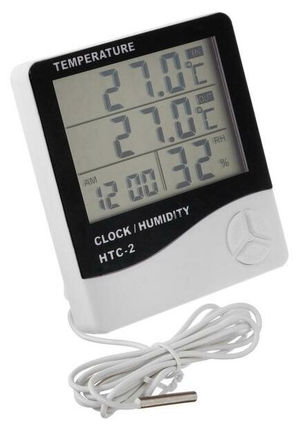 Термометр Luazon LTR-16, электронный, 2 датчика температуры, датчик влажности, белый - фотография № 1