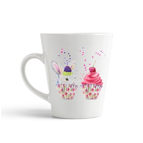 фото Кружка-латте coolpodarok "графика. зайка и капкейк"