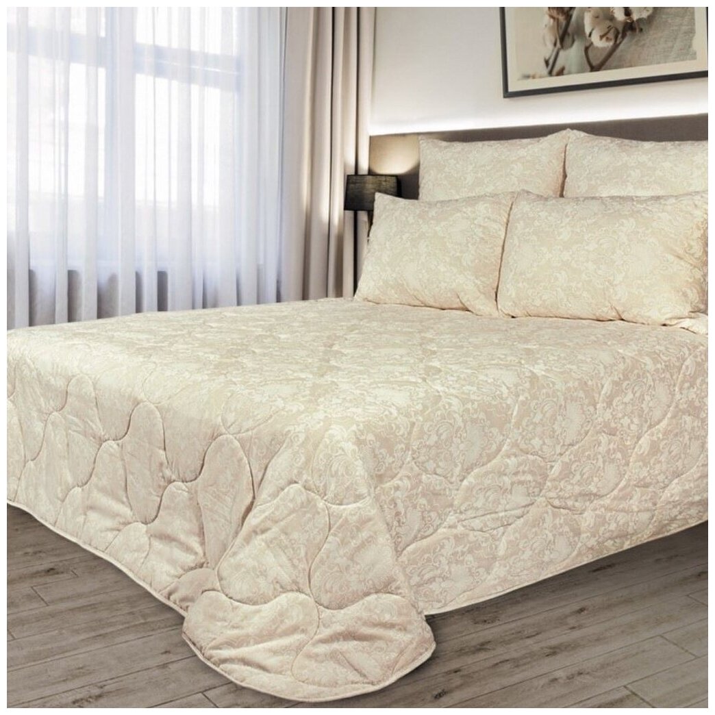 Одеяло 2-спальное, 172 х 205 см, волокно хлопковое, 300 г/м2, всесезонное, чехол 100% хлопок, кант, Green Line