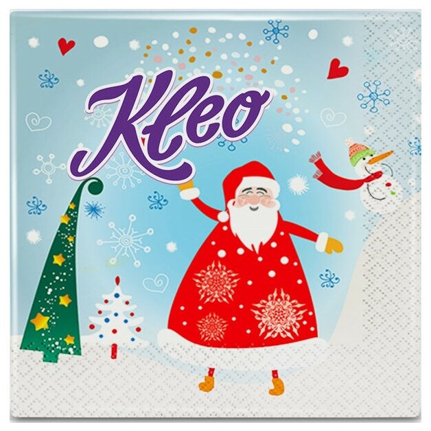 Салфетки Новогодние бумажные KLEO Дед Мороз 3-слойные 33х33см 20 шт