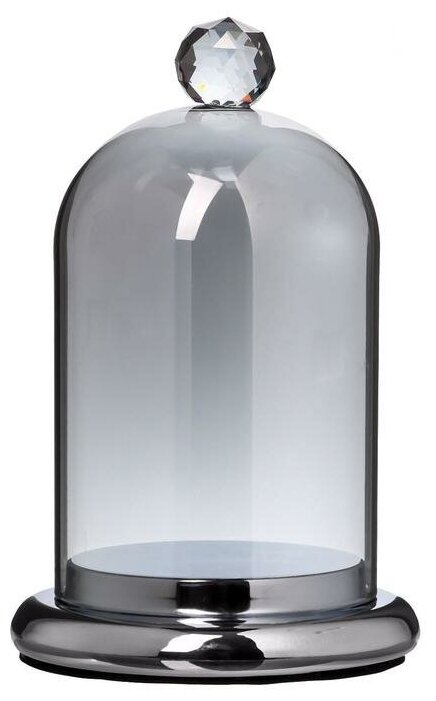 Подсвечник стекло на 1 свечу "Колба с кристаллом" золотая карамель 20,6х12,5х12,5 см - фотография № 3