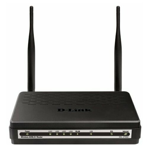 фото Wi- fi роутер d- link dsl-2750u/r1a (черный) d-link