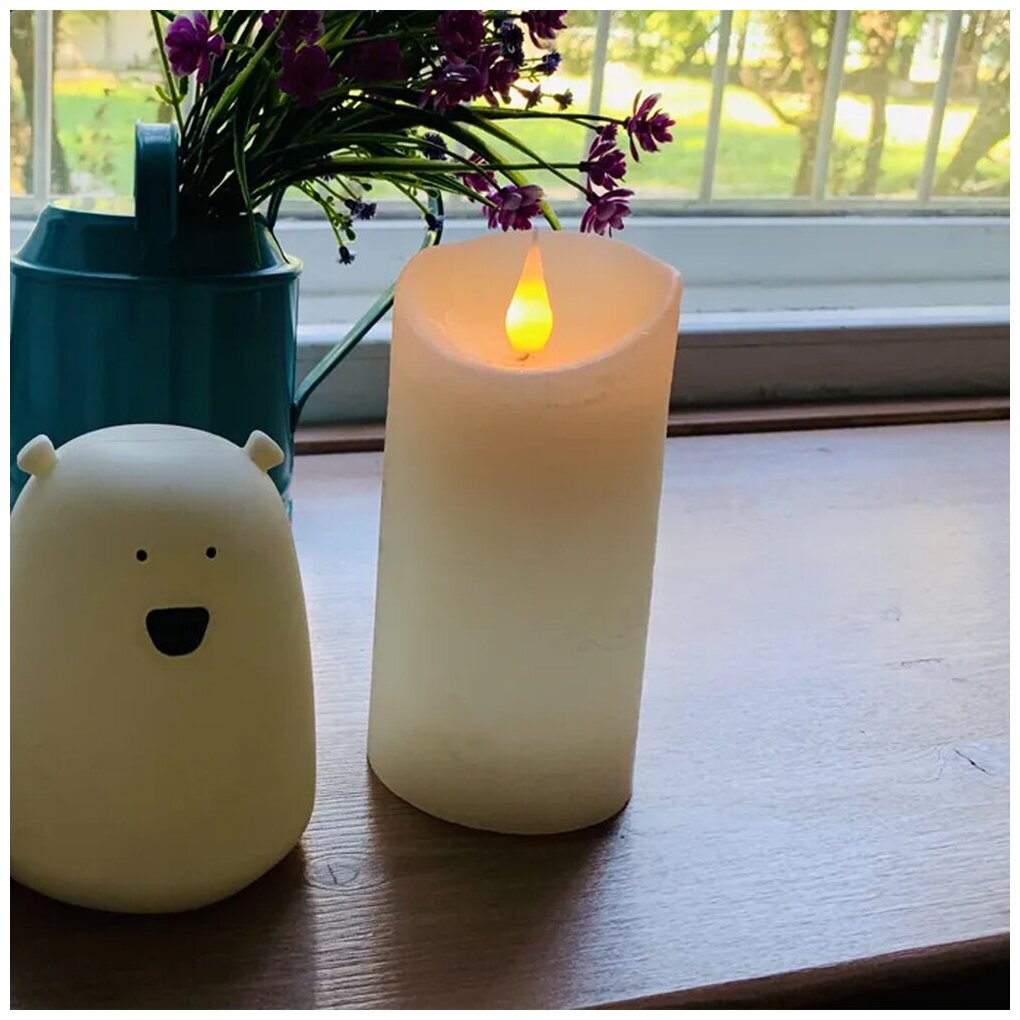 фото Светильник декоративный, настольный Свеча 12-22 работающий от 2xААА, высота 13 см, диаметр 7 см / корпус- воск / желтое мерцающее свечение