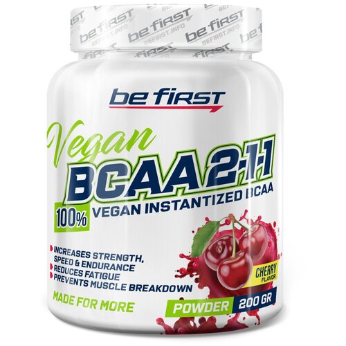 BCAA Be First BCAA 2:1:1 VEGAN instantized powder 200 гр, вишня bcaa 8 1 1 strong instantized 350 г cherry вишня
