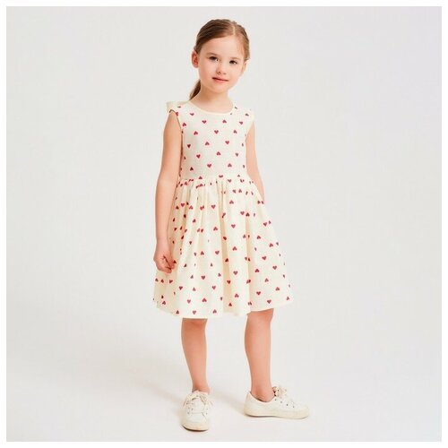 фото Платье для девочки minaku: cotton collection цвет бежевый, рост 110