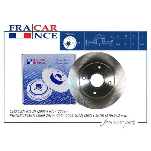 Диск Заднего Тормоза Citroen C3 Ii 09-/C4 04/Peugeot 307 00-10/207 06-12 Francecar арт. FCRBD102