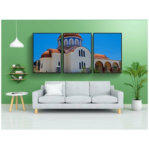 фото Набор модулных постеров для интерьера "православный, греция, церковь" 60x90 см. в тубусе, без рамки lotsprints