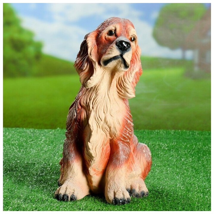 Садовая фигура "Собака Спаниель cидящий" рыжий, 35х25см - фотография № 1