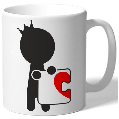 фото Кружка белая парная в подарок влюбленным - половина пазла с сердцем у принца в руках drabs