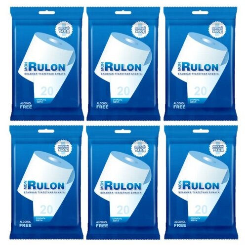 Купить Mon Rulon №20 влажная туалетная бумага (6 уп в наборе), белый, Туалетная бумага и полотенца