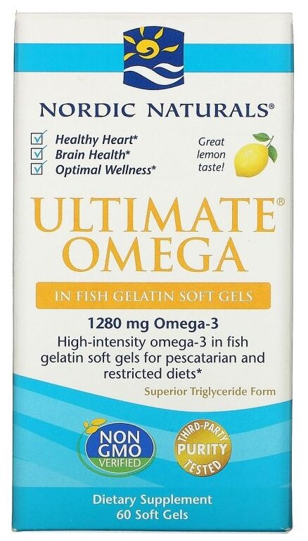 Капсулы Nordic Naturals Ultimate Omega (рыбий желатин), 160 г, 60 шт.