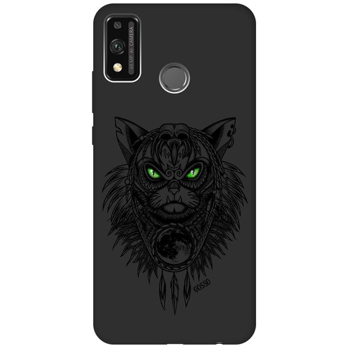 фото Ультратонкая защитная накладка soft touch для honor 9x lite с принтом "shaman cat" черная gosso