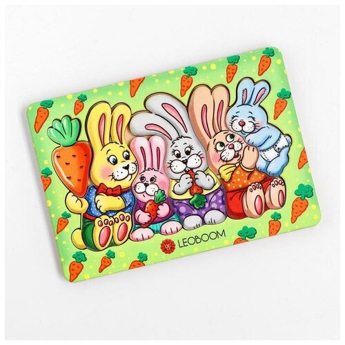 Мини-пазл Заячья семья, игрушки для развития мелкой моторики, настольные развивающие игры для детей, деревянные головоломки-пазлы