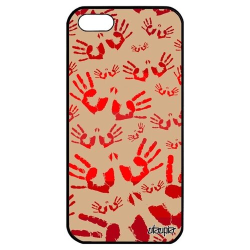 фото Защитный чехол на телефон // apple iphone 5 5s se (2016) // "отпечаток ладони" радуга раста, utaupia, красный
