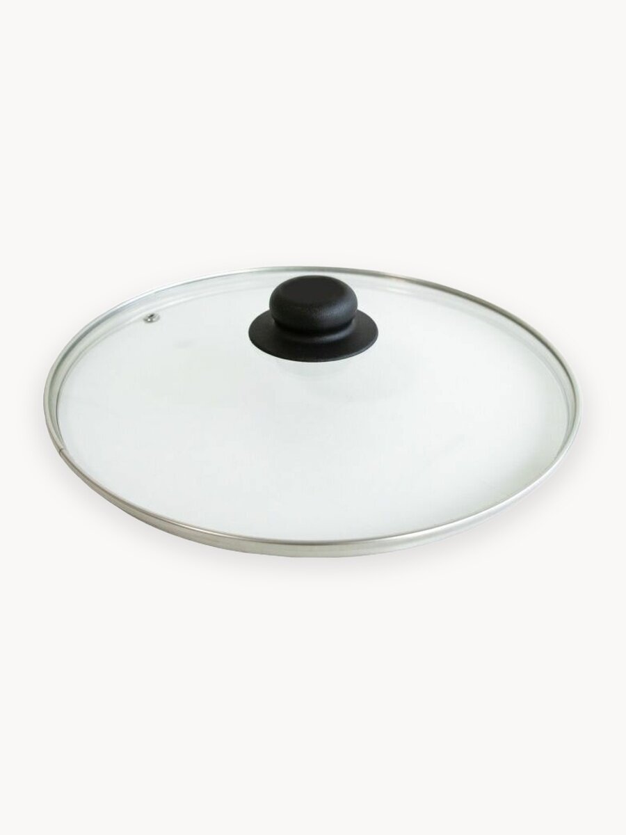 Крышка для сковороды ПоварЛюкс, термостойкое стекло, пароотвод, металлический ободок, 26см