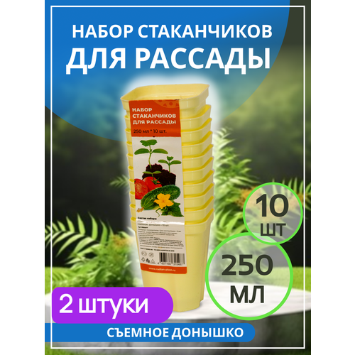 Набор стаканчиков для рассады 250 мл.*10шт лимонный 2шт