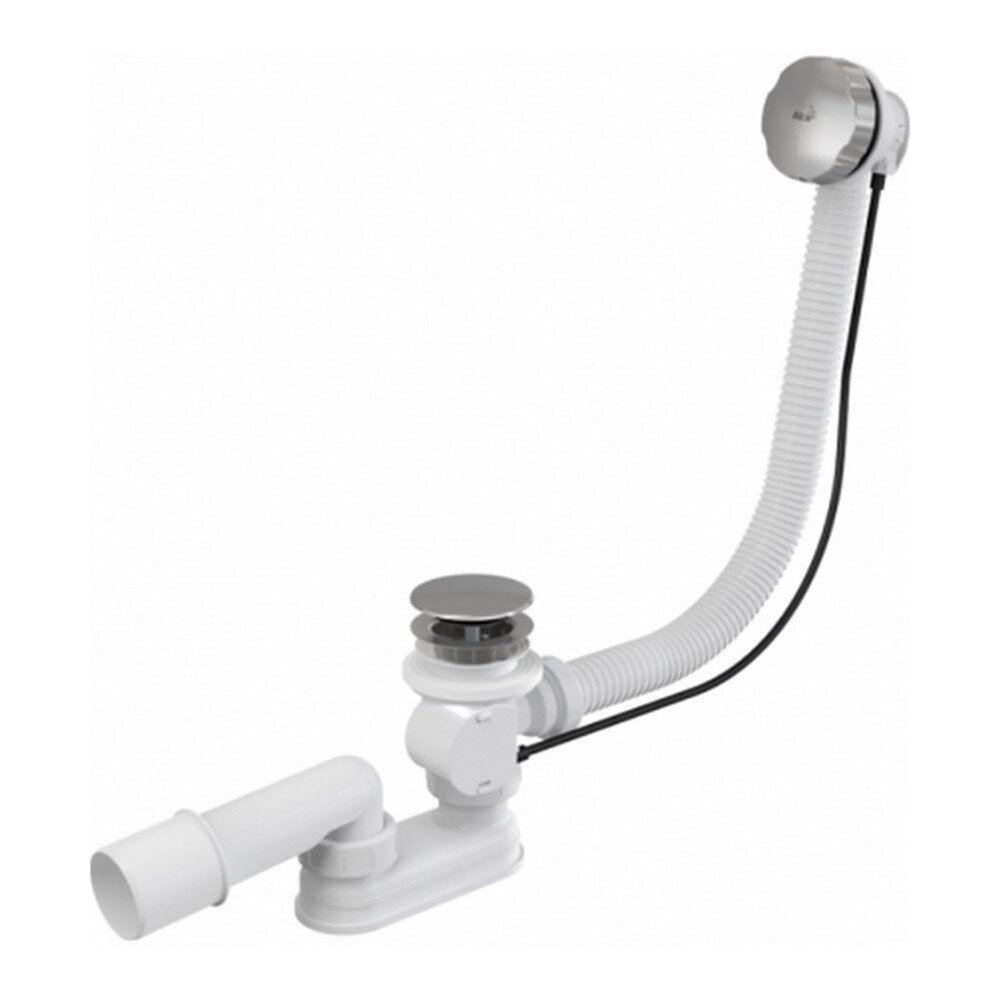 Сифон для ванны Alcadrain регулируемый полуавтомат с выпуском d70 мм с переливом (A55KM/AG210125260)