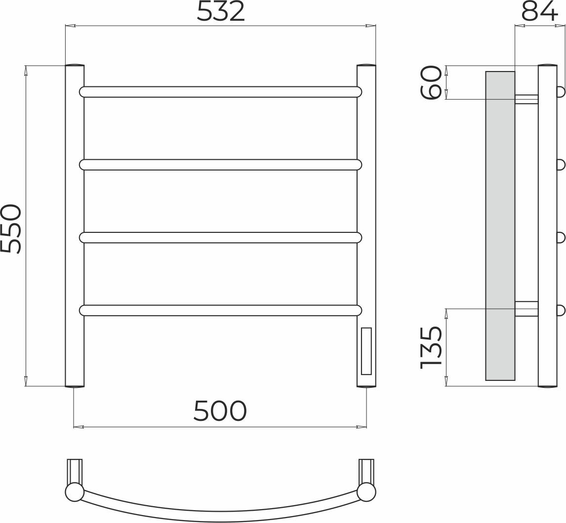 Полотенцесушитель электрический Terminus Классик П4 500х550 - фото №7