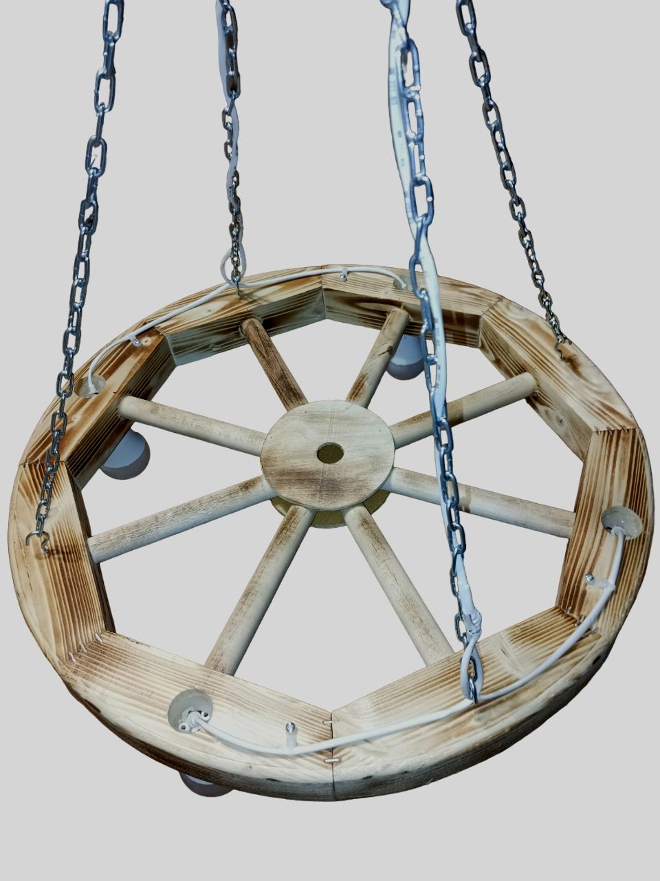 фото Люстра - колесо от телеги декоративное под старину, D60
