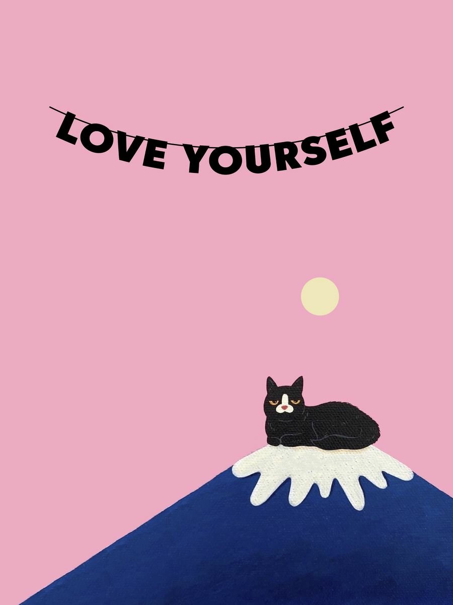 Гирлянда бумажная растяжка из букв черная - love yourself