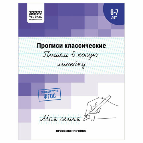 Прописи классические, А5 ТРИ совы "6-7 лет. Пишем в косую линейку", 16стр, 10 штук, 365966