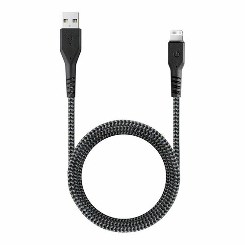 Кабель MFi для Apple, EnergEA FibraTough USB-A/Lightning MFi C89 (1.5 м), черный кабель energea nyloflex usb a lightning mfi c89 3 метра черный
