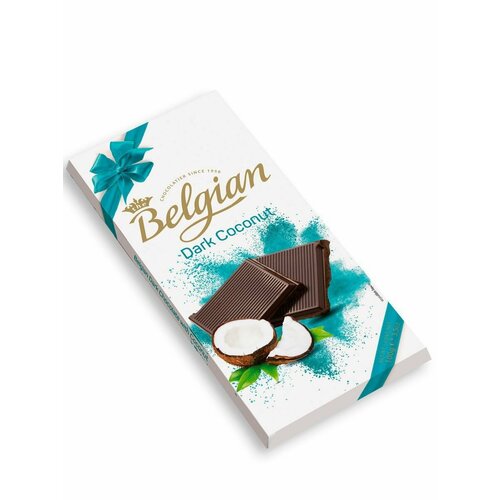 Belgian Горький Шоколад Темный с кокосовой стружкой 100г