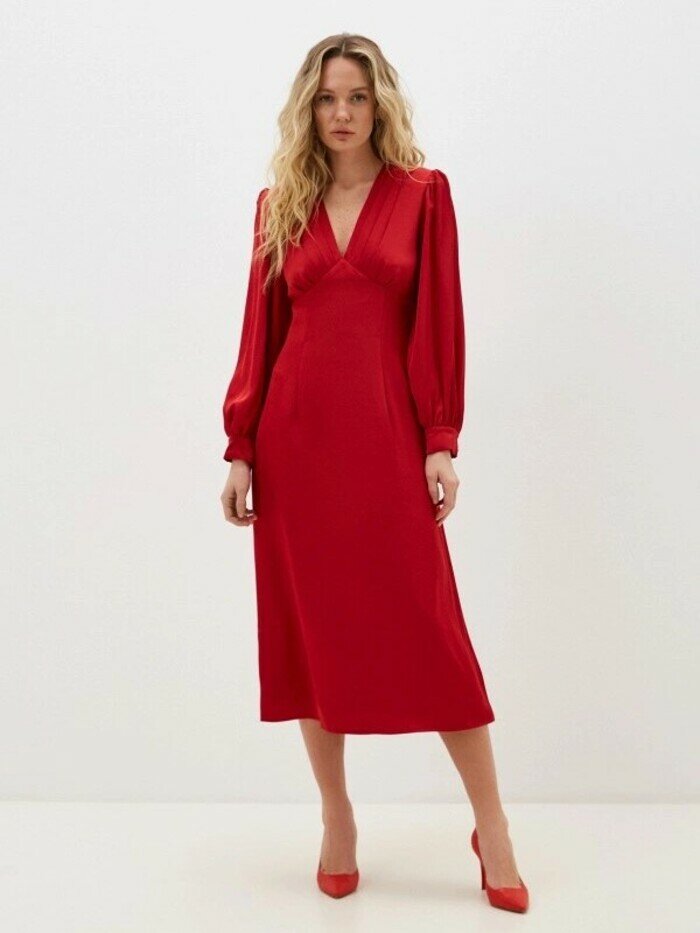 фото Платье вечернее с пышными рукавами красный 4XL