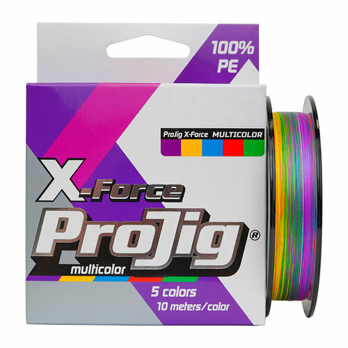 Шнур ProJig X-Force Multicolor 0,16 мм, 11,0 кг, 100 м,