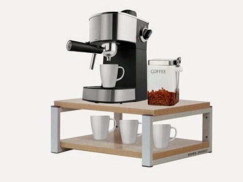 Изображение товара Полка для кофемашины GARROSS "SIBERIA 204527", две полки 30х40 см, высота 17 см, каркас серый, цвет полок дуб сонома