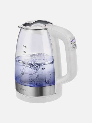 Изображение товара Электрический чайник MARTA MT-1087 белый жемчуг стеклянный 1,7 л